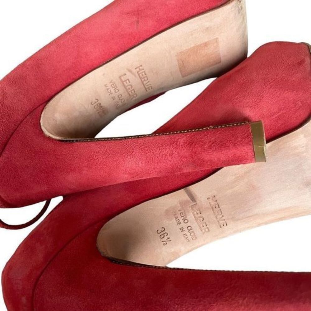 Herve Leger Balin Peep-toe Suede Pump - Picture 7 of 16